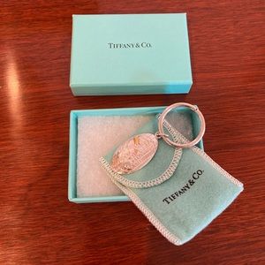 Tiffany & Co. Sterling Silver Oval Globe Tag Key Ring